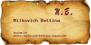 Milkovich Bettina névjegykártya